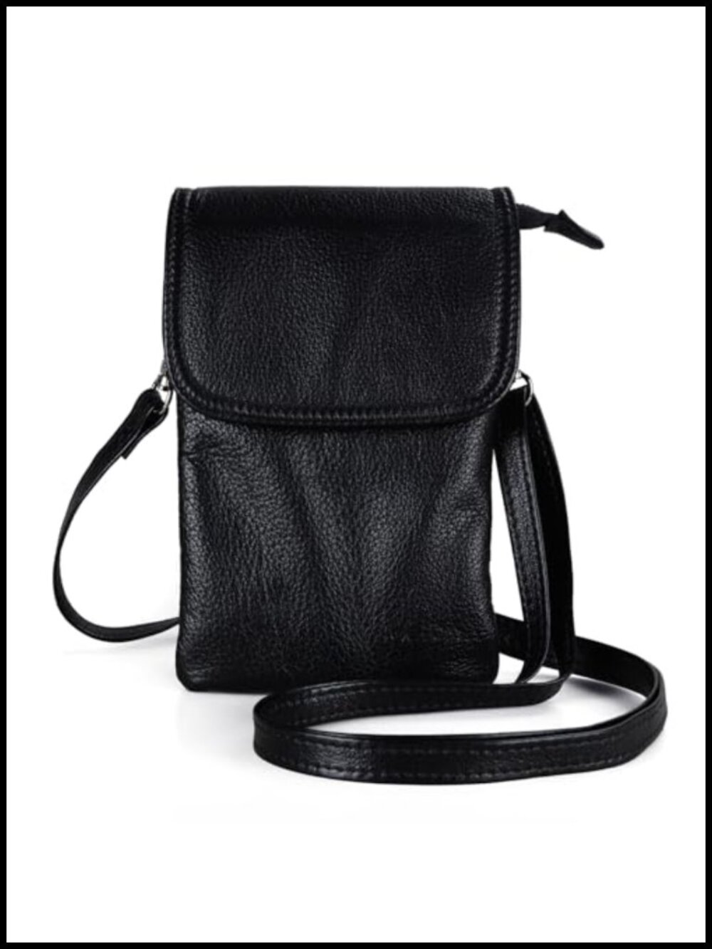 Genuine Leather Small Crossbody Bag Cell Phone Purse Adjustable Strap